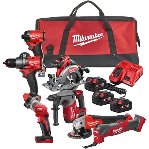 Milwaukee M18FPP7A3 7pc 18V Heavy-duty Kit (3x 5Ah)