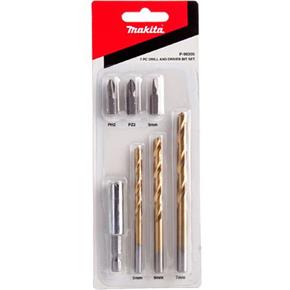 Makita Titanium-coated HSS Drill Bit &amp; Screwdriver Bit Set (7pcs)