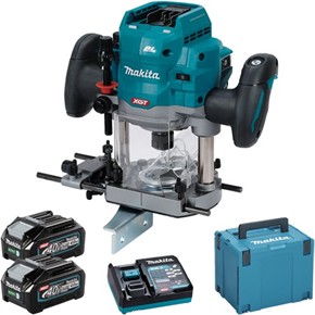 Makita RP001G 40V 1/2&quot; Plunge Router (2x 4Ah)