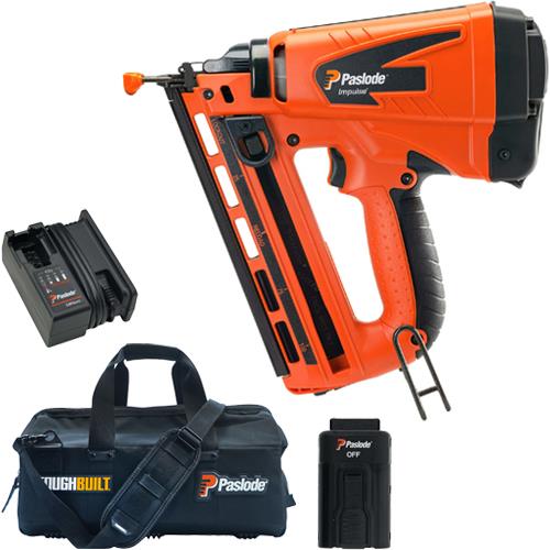 Paslode IM65A F16 Angled Brad Finish Nailer (Battery & ToughBuilt Bag)