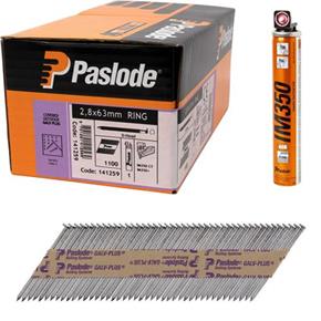 Paslode 63mm 2.8 Ring Galv+ Nails IM350 1100pk