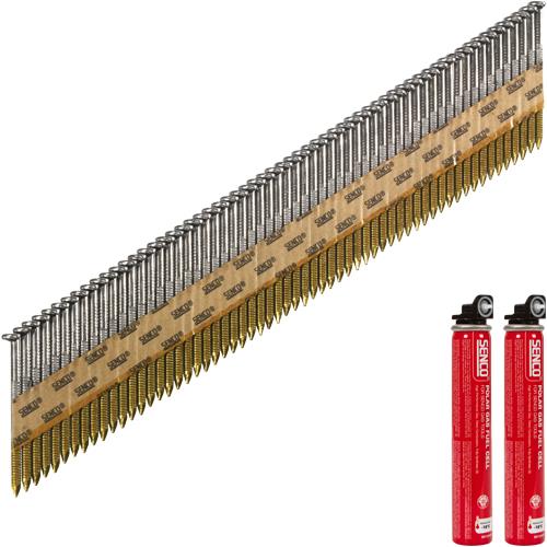 Senco GE55AXBKR 2.9mm x 65mm Ring Framing Nails (2000pk + 2 Gas Cells)