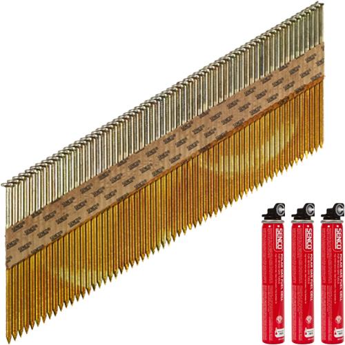Senco HE55AXBKR 3.1mm x 65mm Ring Framing Nails (3300pk + 3 Gas Cells
