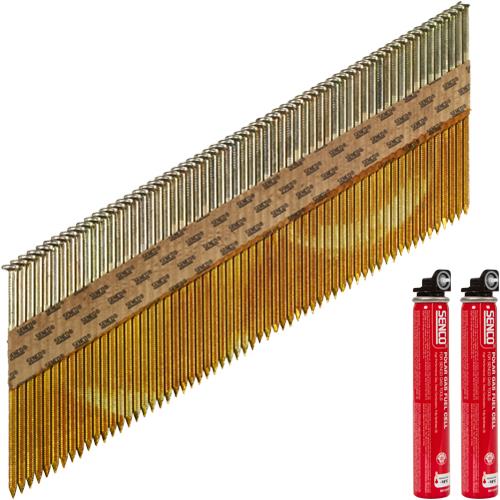 Senco 3.1x75mm Ring Framing Nails (2000pk + 2 Gas Cells)