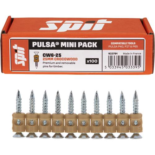 Spit 25mm Collated Premium Steel Plate to Timber Pins (100pk)