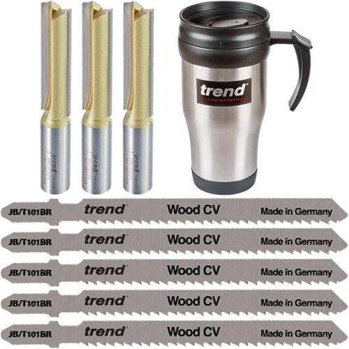 Trend Worktop Fitting Pack 3x 1 2 Router Bits 5x Jigsaw Blades